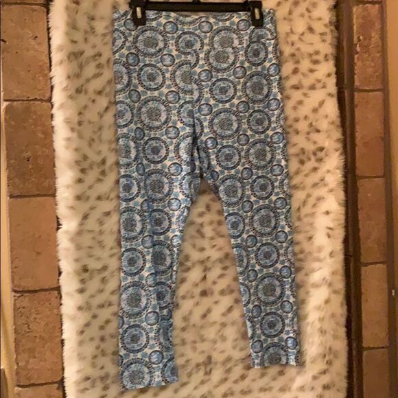 Blue printed yoga pants - Picture 1 of 3